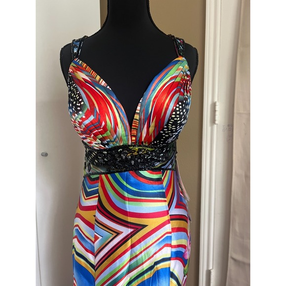 Vtg Entice 6 Satin Beaded Babydoll Psychedellic Whimsigoth Hoco Y2K 90's Prom - Picture 13 of 14